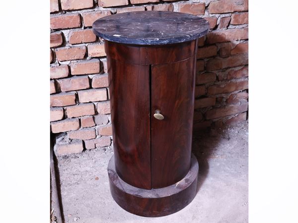 Column bedside table in mahogany feather