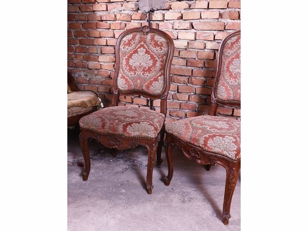 Series of six walnut chairs