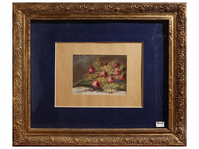 Natura morta, Fiori e frutti, dipinti a olio su tela (XX secolo), tre opere