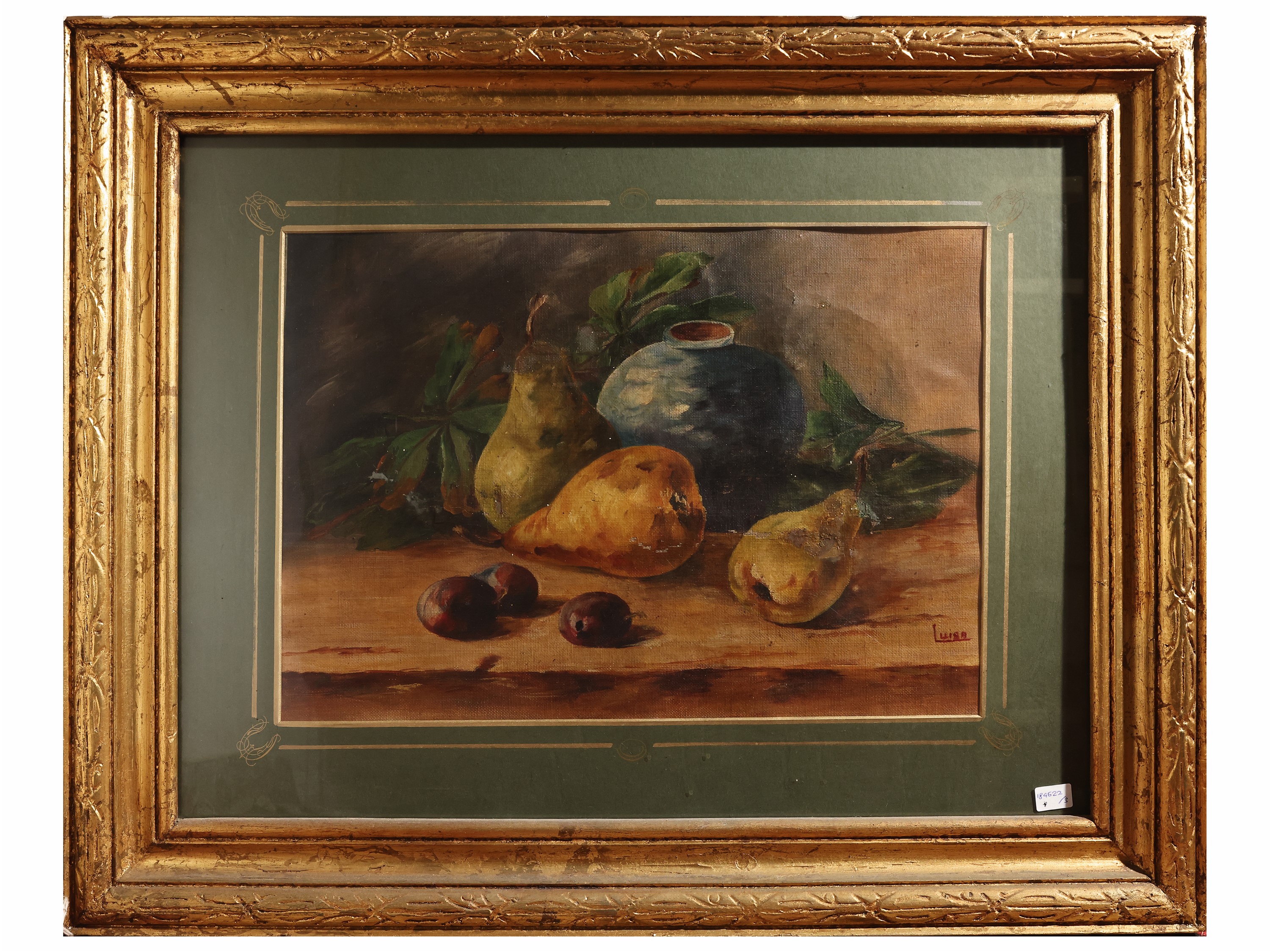 Natura morta, Fiori e frutti, dipinti a olio su tela (XX secolo), tre opere