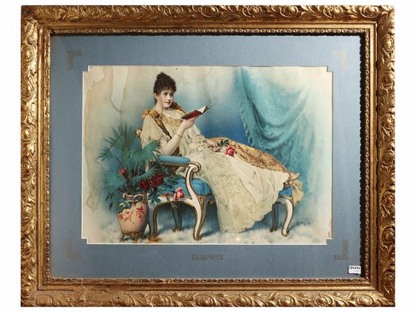 Interiors with characters and portrait of a lady