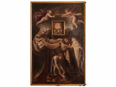 Allegoria religiosa, olio su tela applicata a tavoletta