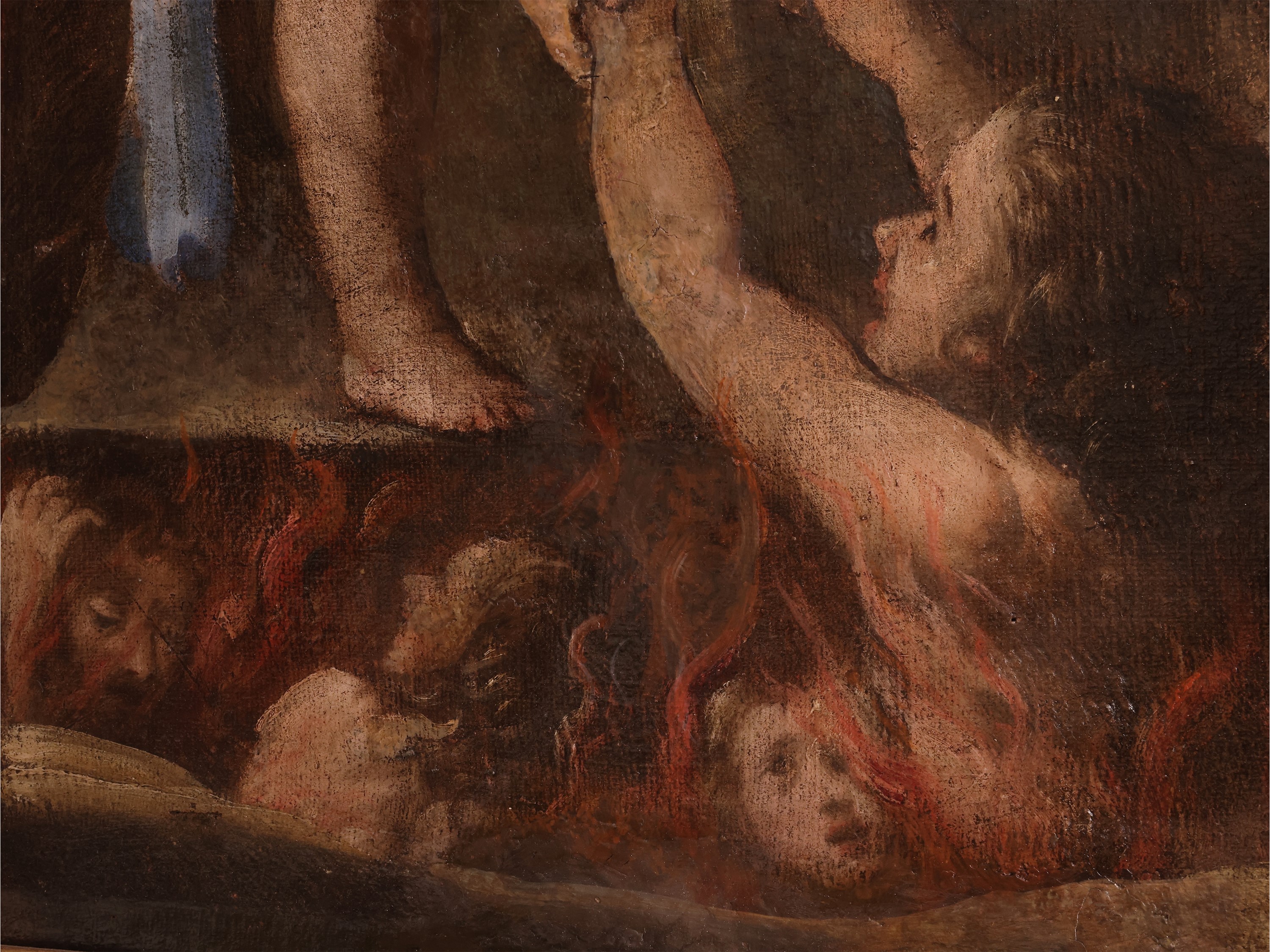 Scuola Dell'italia Centrale del XVII Secolo - Allegoria religiosa, olio su tela applicata a tavol...