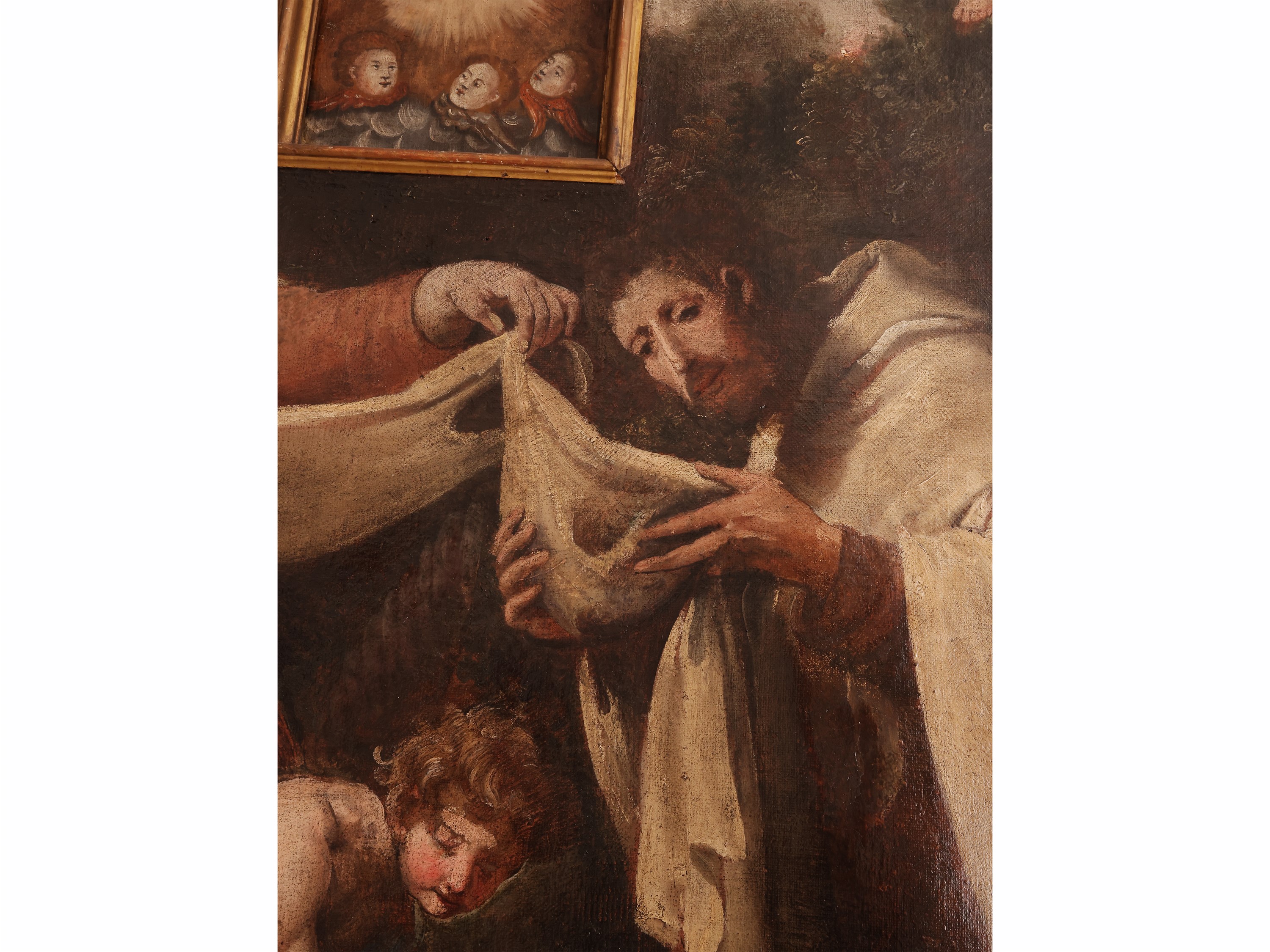 Scuola Dell'italia Centrale del XVII Secolo - Allegoria religiosa, olio su tela applicata a tavol...