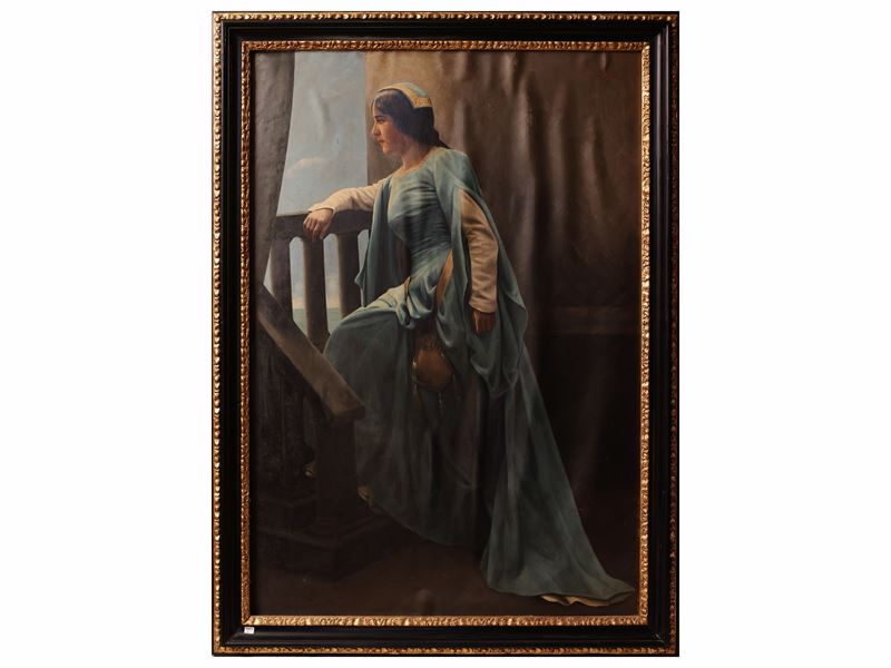 Natale Agostino Luci - Ritratto di dama in abito medievale