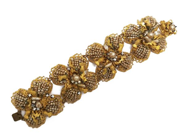Miriam Haskell - Semi-rigid floral bracelet