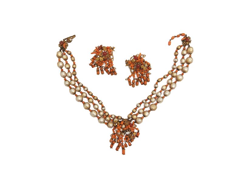 De Mario, Demi parure composta da collana e orecchini d'epoca, America, Anni Cinquanta