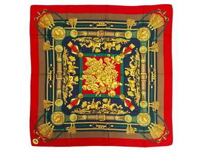 Daks, Foulard in seta con motivo floreale ed equestre