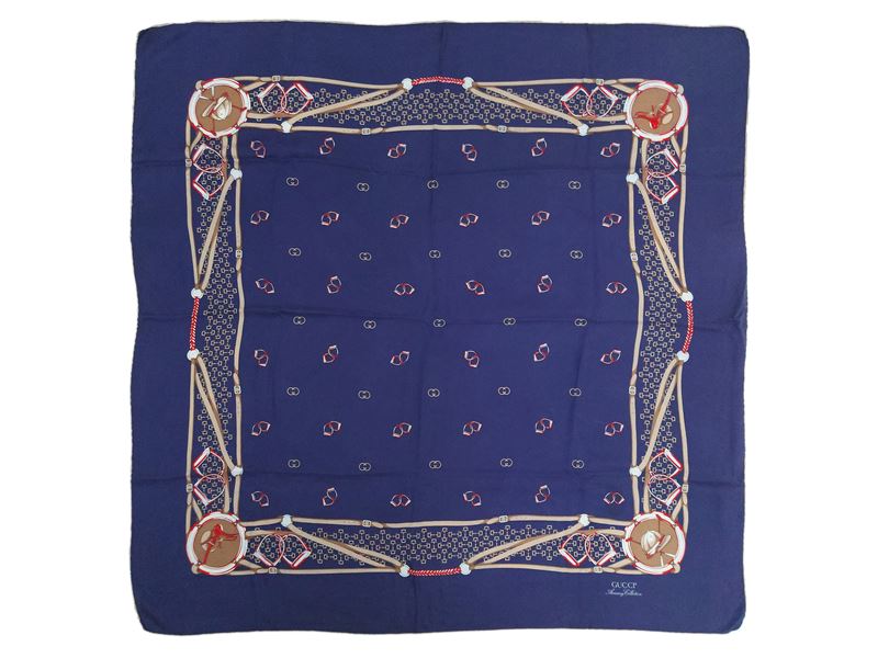 Gucci - Foulard in seta blu