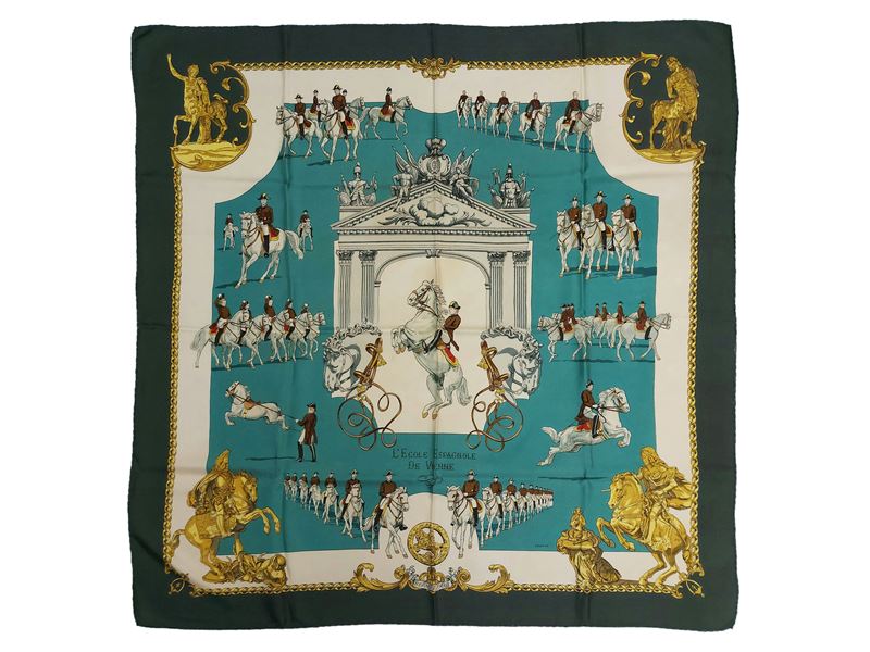 Hermès - Foulard "L'Ecole Espagnole de Vienne" in twill di seta