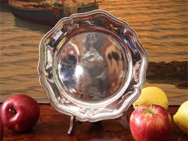 Vintage circular silver serving plate