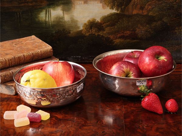 Two silver bonbon baskets