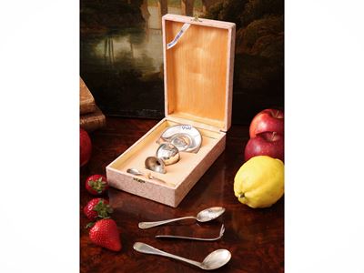 Set da pappa in argento, entro scatola