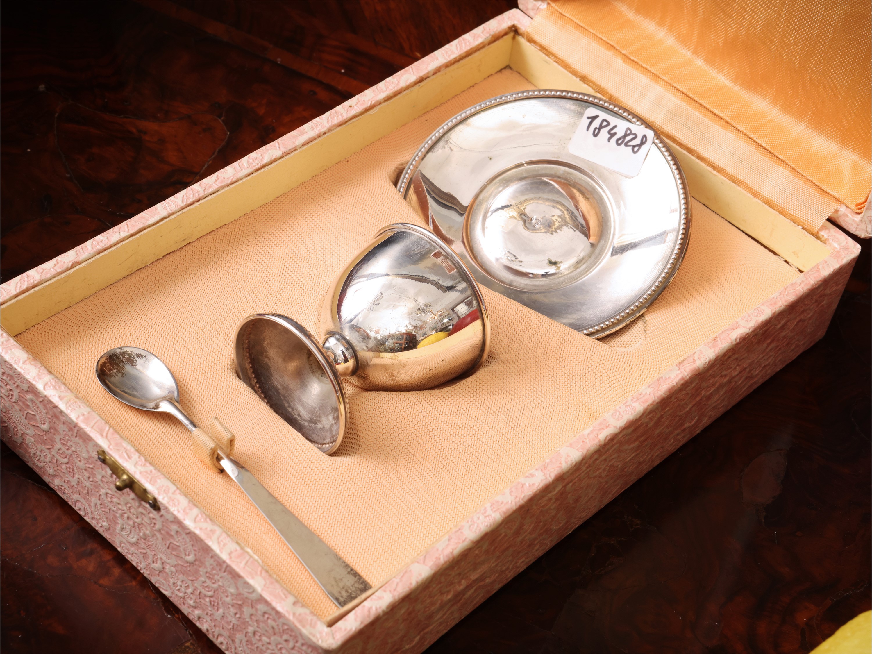 Set da pappa in argento, entro scatola