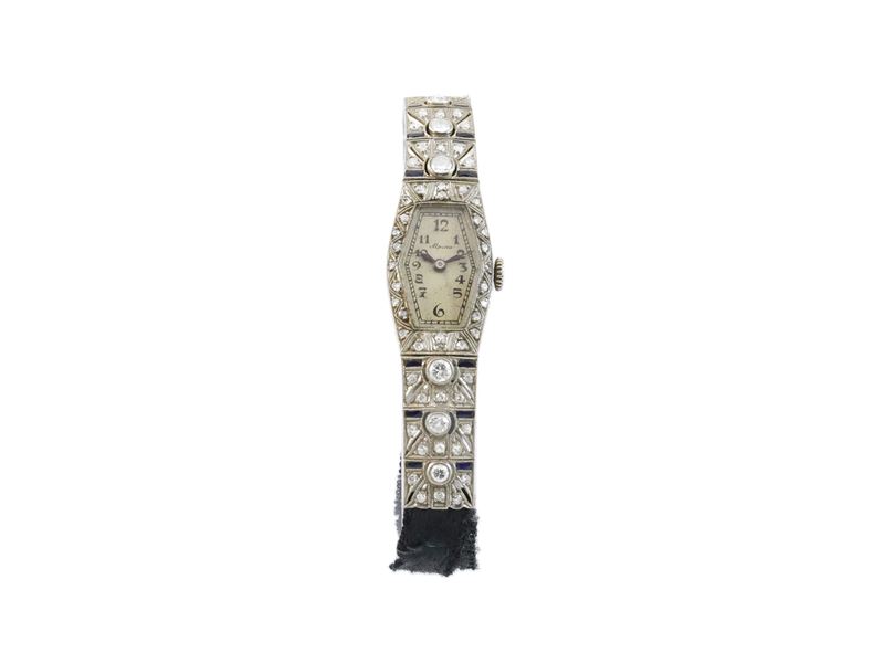 Alpina, orologio per signora in oro bianco, platino e diamanti