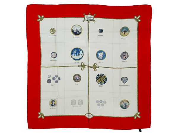 "Boutons de Collections" silk twill scarf, Truzzi