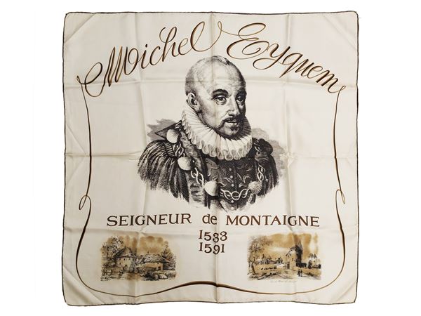 Foulard in twill di seta "Michel Eyquem Seigneur de Montaigne"