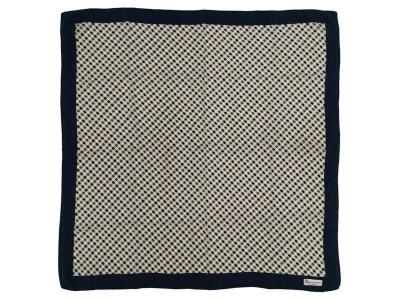 Aquascutum, Foulard in seta con motivo check blu e beige