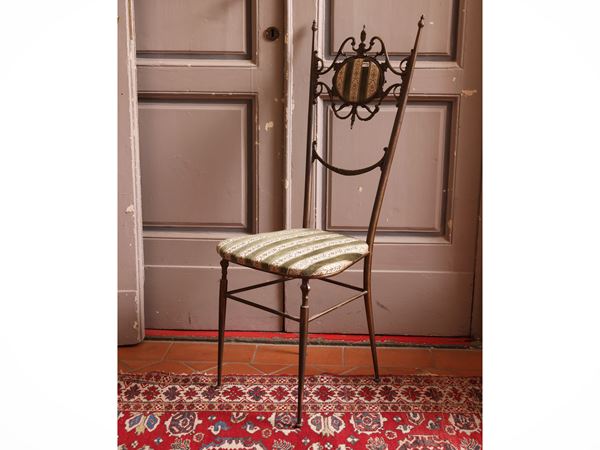 Coppia di sedie chiavarine in ottone