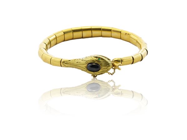 Bracciale in oro giallo e zaffiro  - Asta Gioielli e Orologi - Maison Bibelot - Casa d'Aste Firenze - Milano