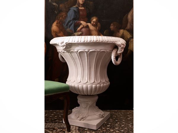 Monumentale vaso mediceo in terracotta invetriata