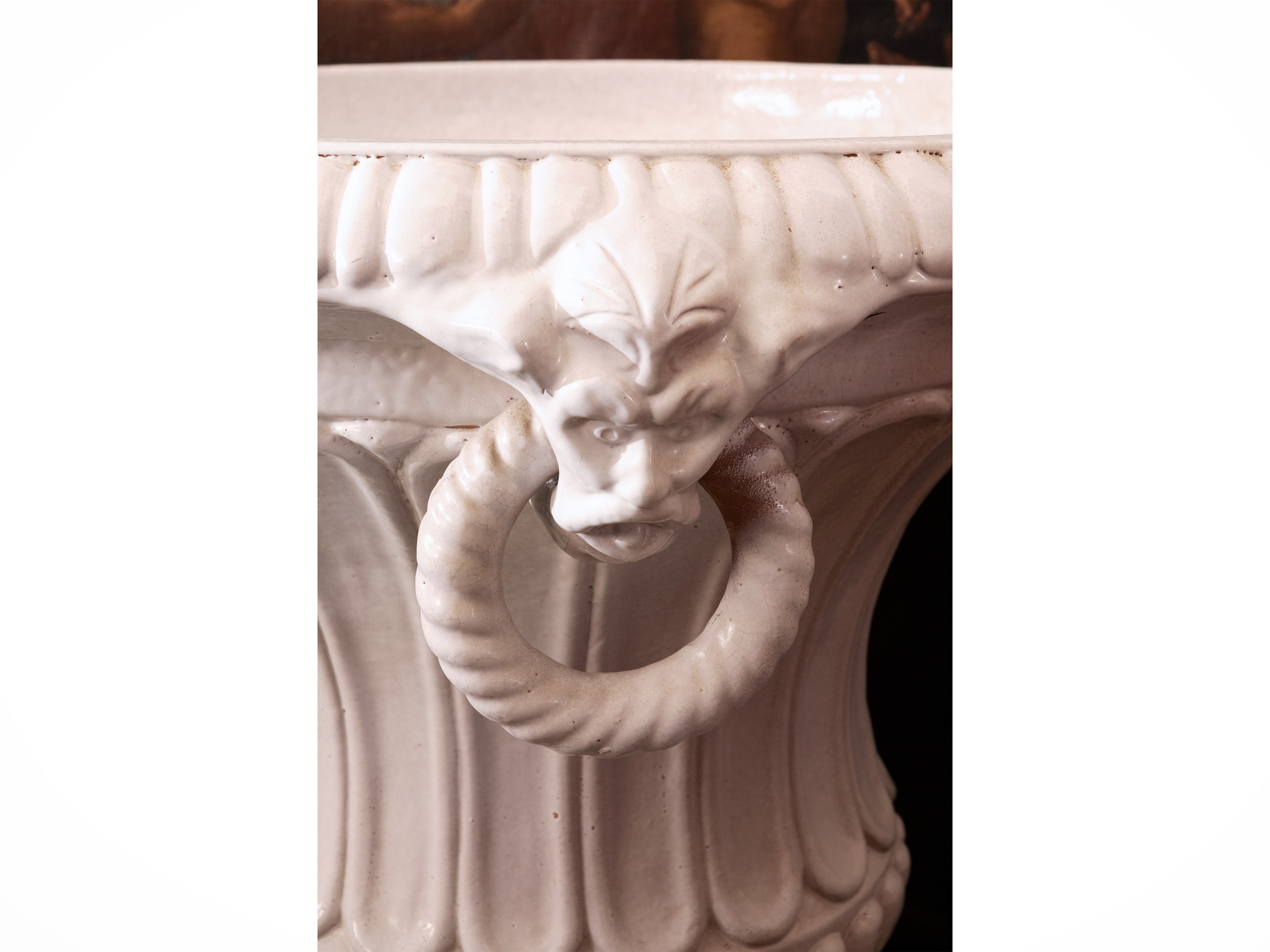 Monumentale vaso mediceo, terracotta invetriata