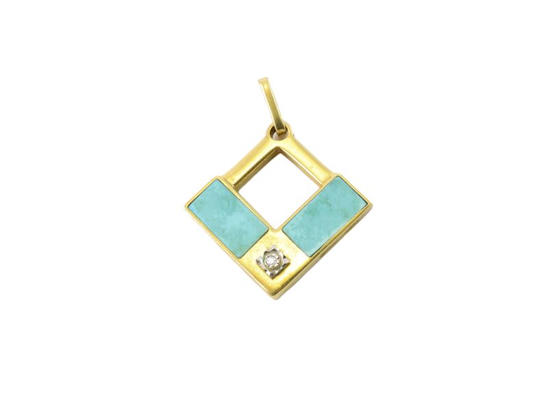Pendente in oro giallo e smalto