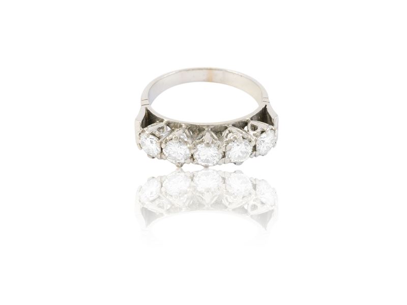 Anello Riviere in Oro Bianco e Diamanti