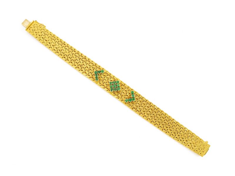 Bracciale in oro giallo e smeraldi