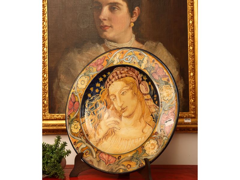 Piatto in ceramica con Allegoria della Notte, Sesto Fiorentino, inizio del XX secolo
