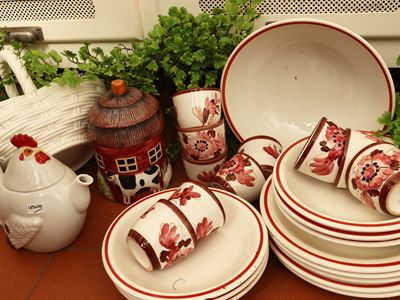 Servizio di piatti in ceramica e accessori rustici per la tavola