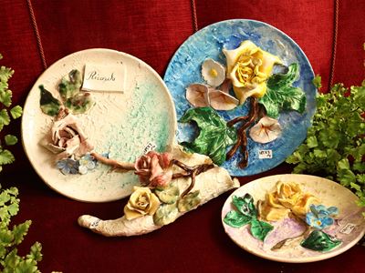 Piatto e cornucopia in terraglia, Italia meridionale, XIX/XX secolo