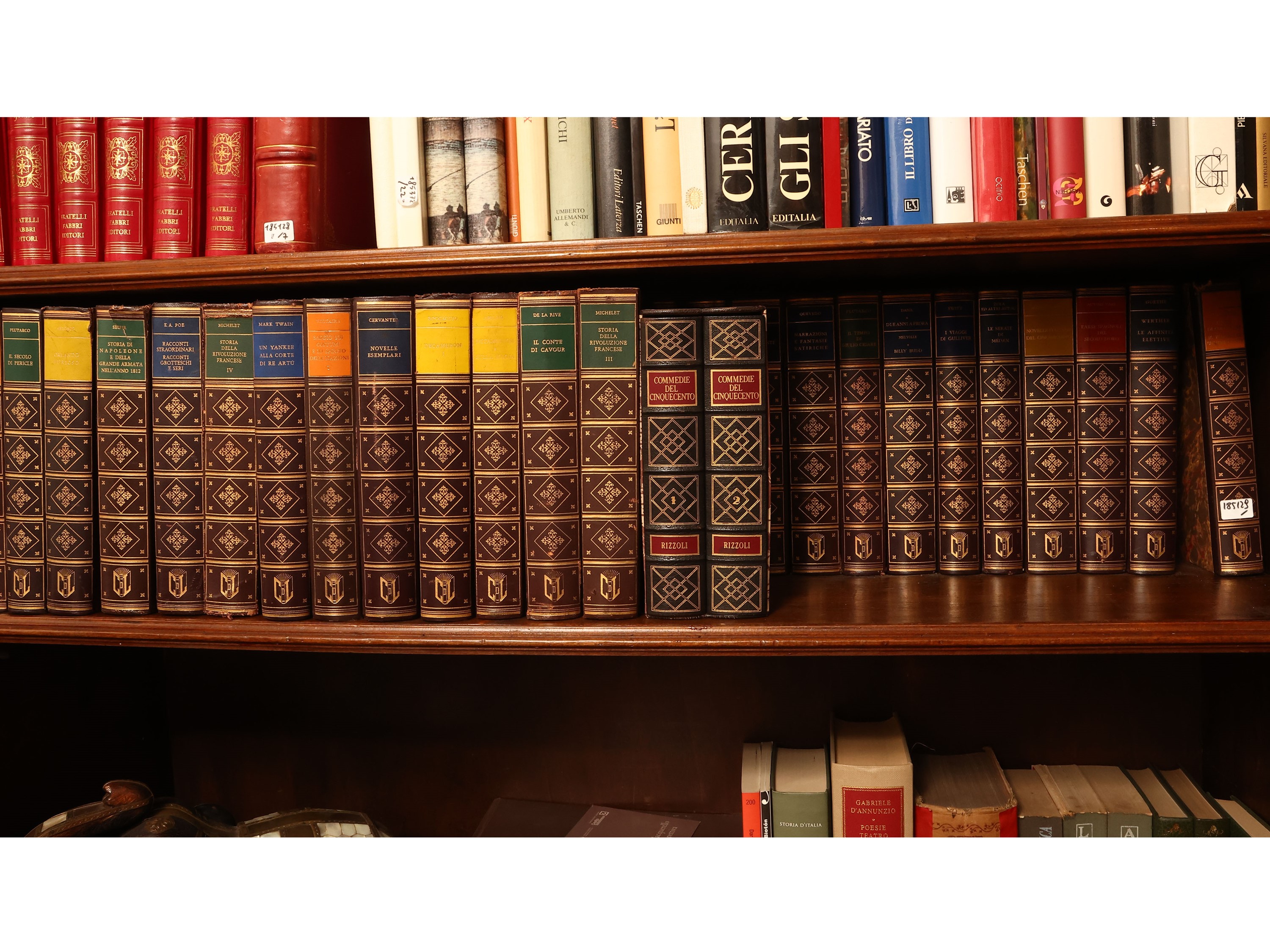Biblioteca Letteraria e Storica, numerosi volumi rilegati in pelle ecologica