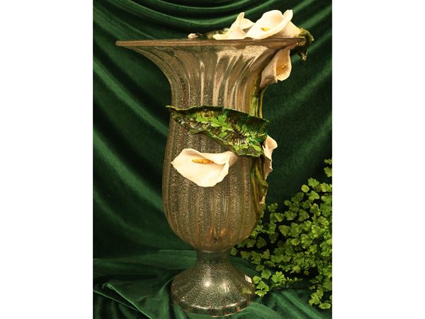 Grande vaso da fiori in vetro trasparente
