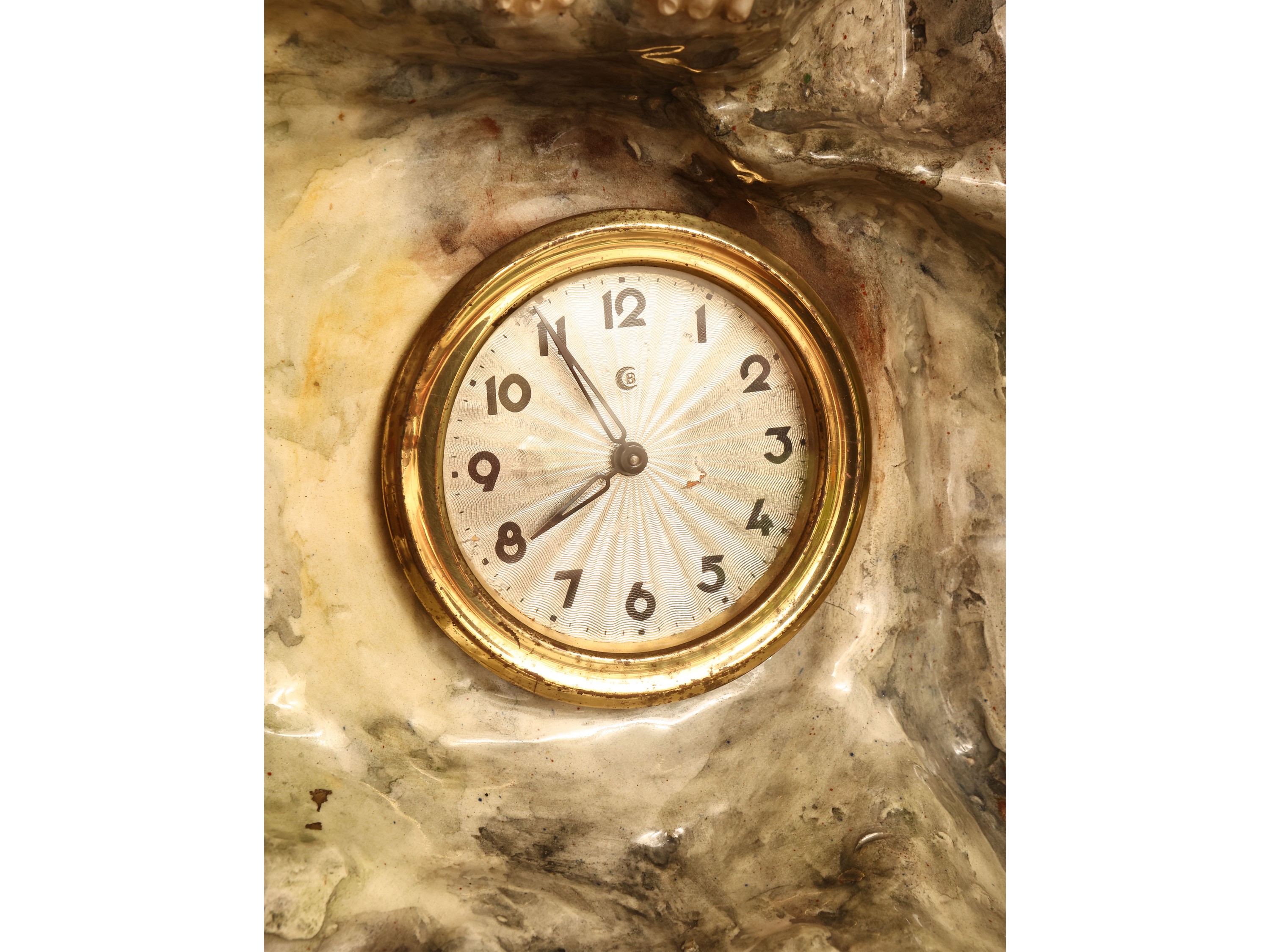 Grande orologio da tavolo in terraglia policroma