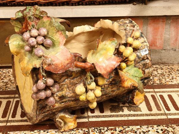Fioriera Barbotine in ceramica policroma
