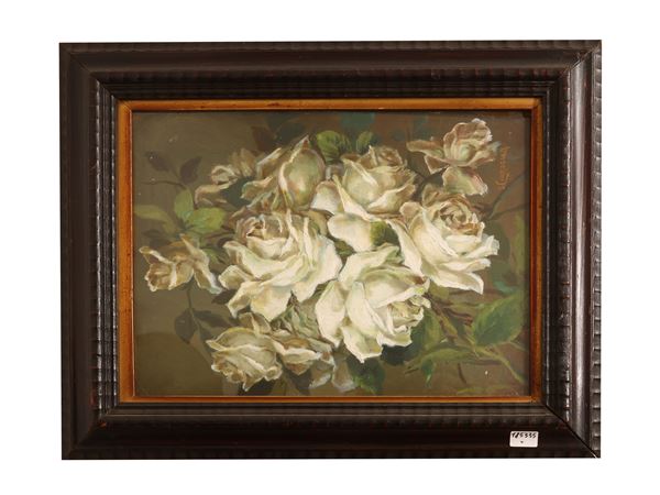 Scuola del XX secolo - Mazzo di rose bianche