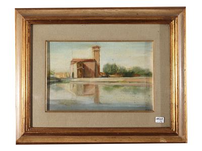 G. Ducci, Veduta di Livorno - Paesaggio, olio su tela