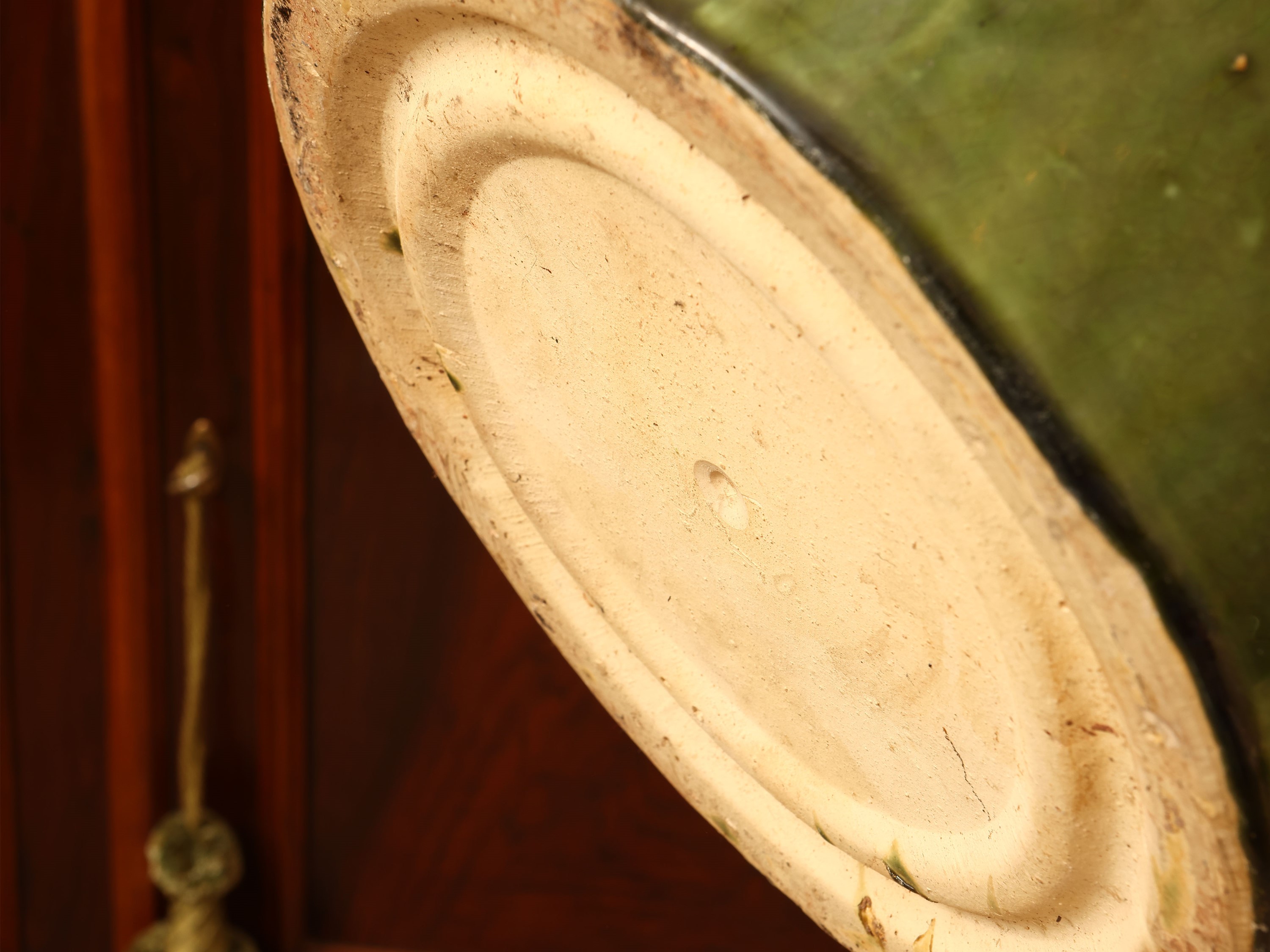 Grande portavasi in terracotta smaltata verde, h cm 36