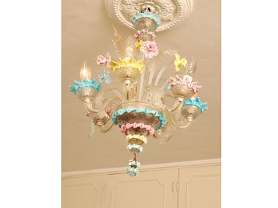 Lampadario in vetro di Murano, h 55 cm, diam 40 cm