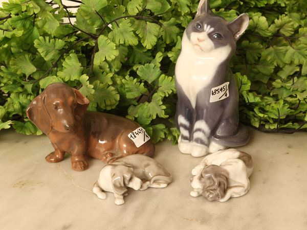 Piccola collezione di figure animalier in porcellana