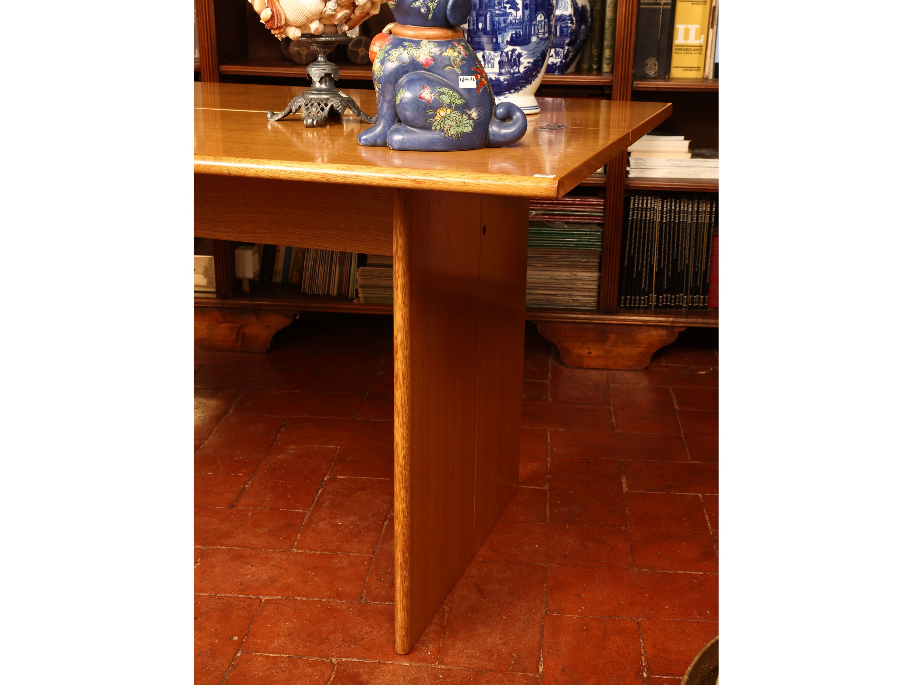 Console scrivania in satinwood, piano a libro, h 75 x 150 x 90 cm