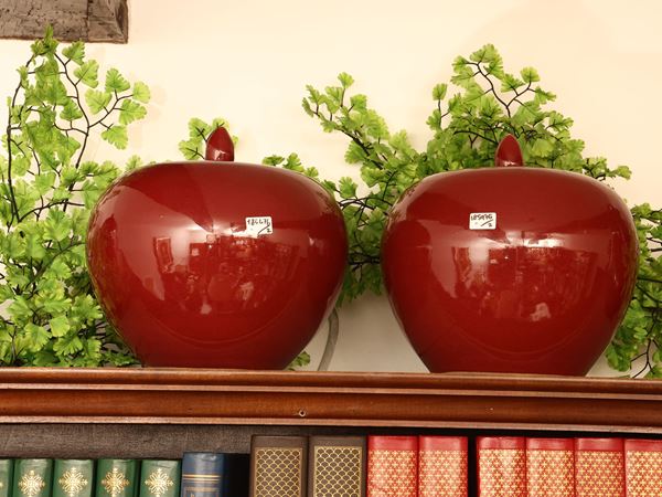 Coppia di potiches in ceramica sangue di bue