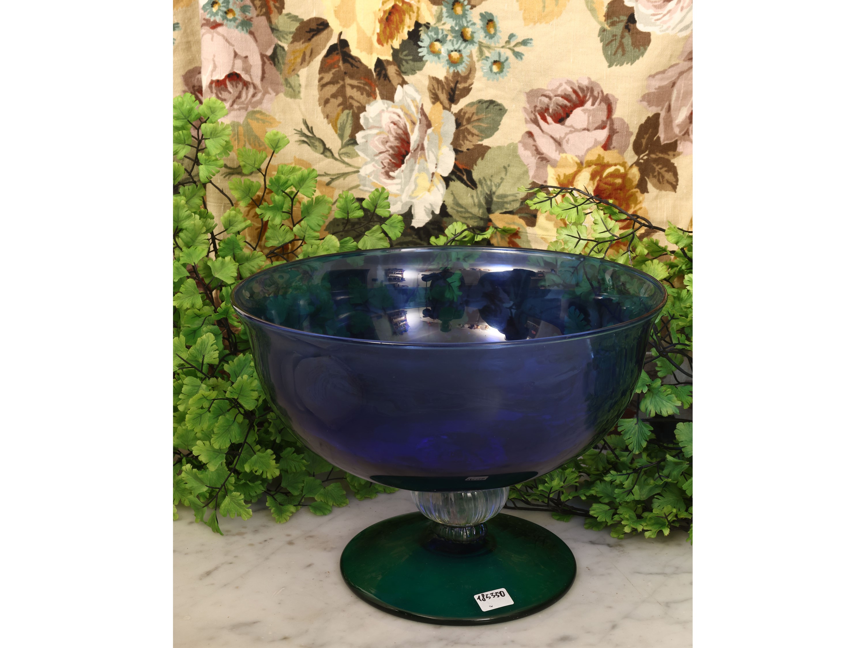 Fruttiera centrotavola in vetro, h 20 cm, diam 27 cm