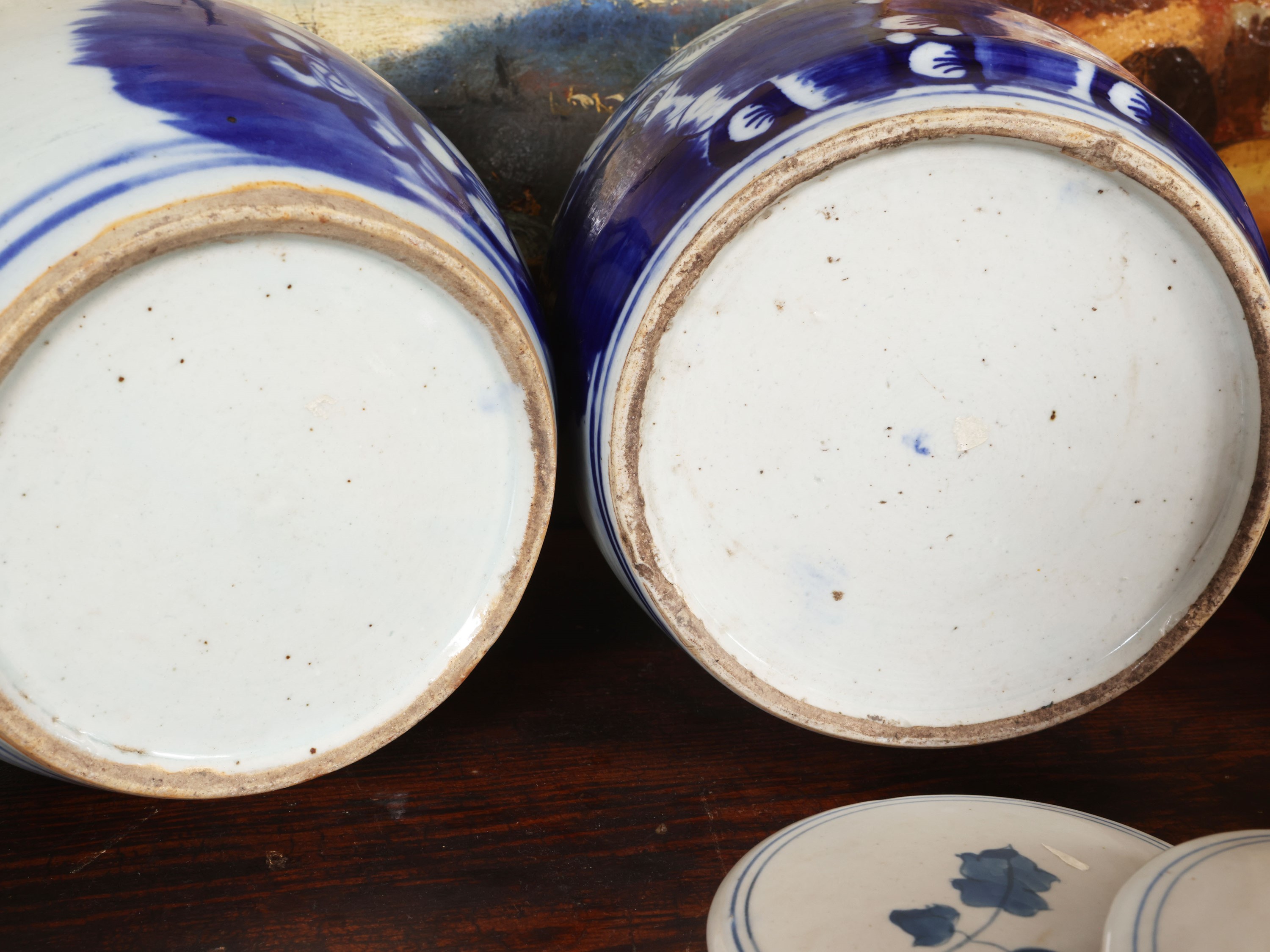 Coppia di potiche da zenzero, porcellana cinese, decorazione monocroma blu, XIX/XX secolo