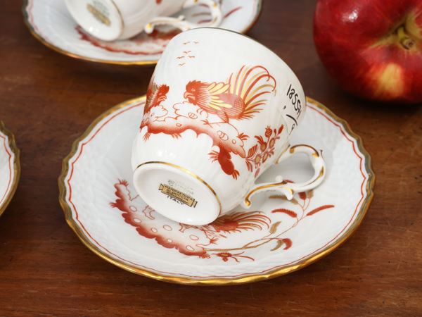 Set of nine porcelain coffee cups, Galletti Rossi, Richard Ginori