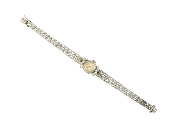 Orologio per signora in oro bianco e diamanti
