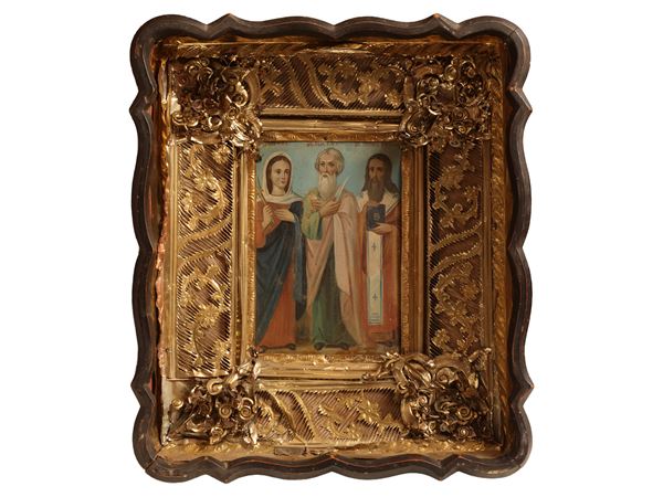 Icona raffigurante tre santi