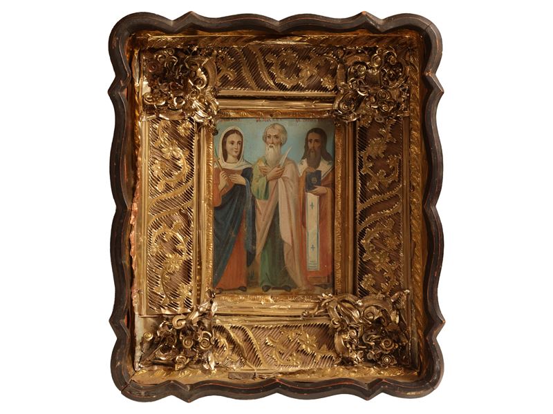 Scuola Russa - Icona raffigurante tre santi