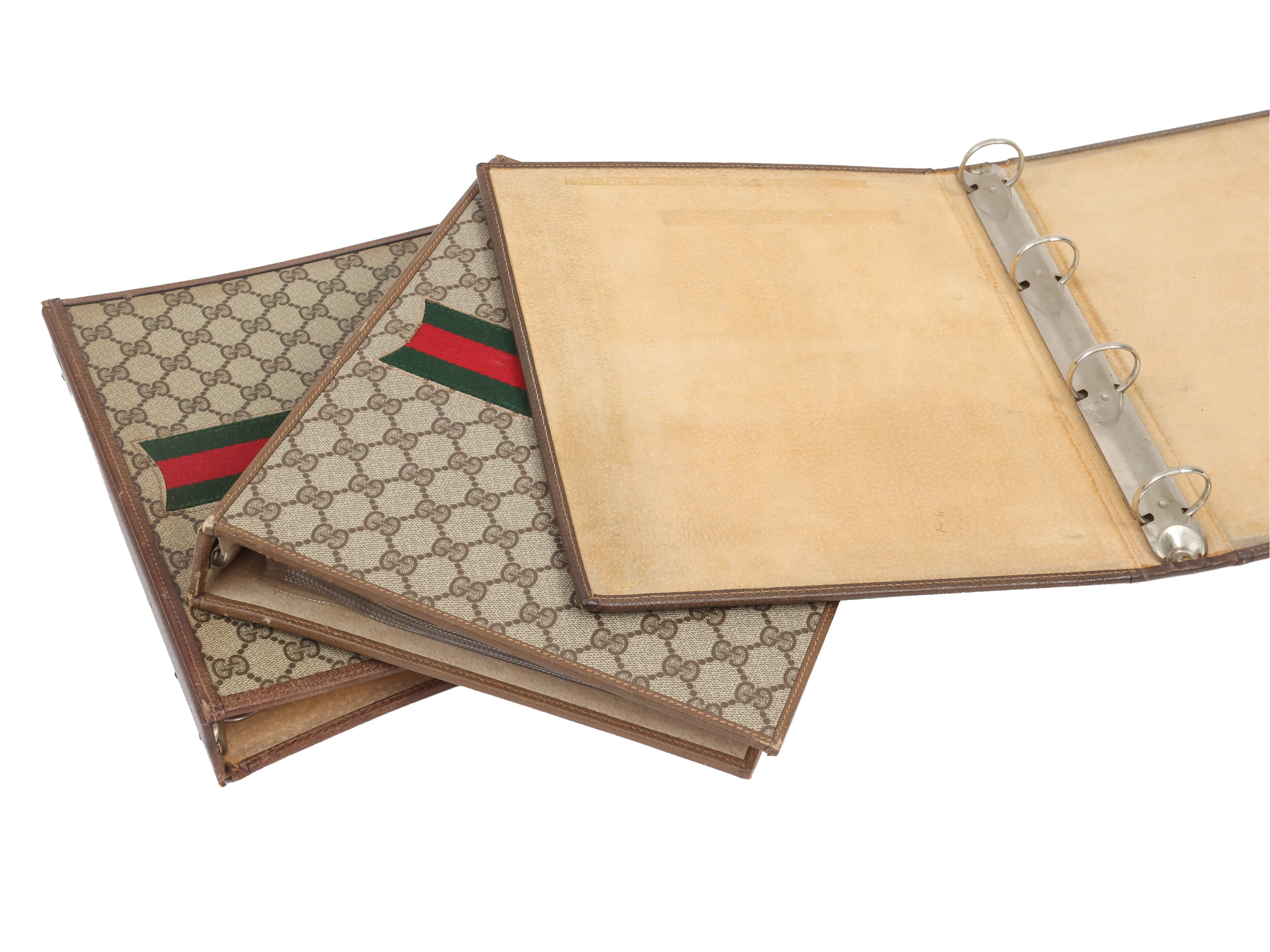 Gucci - Tre raccoglitori in tessuto GG marrone